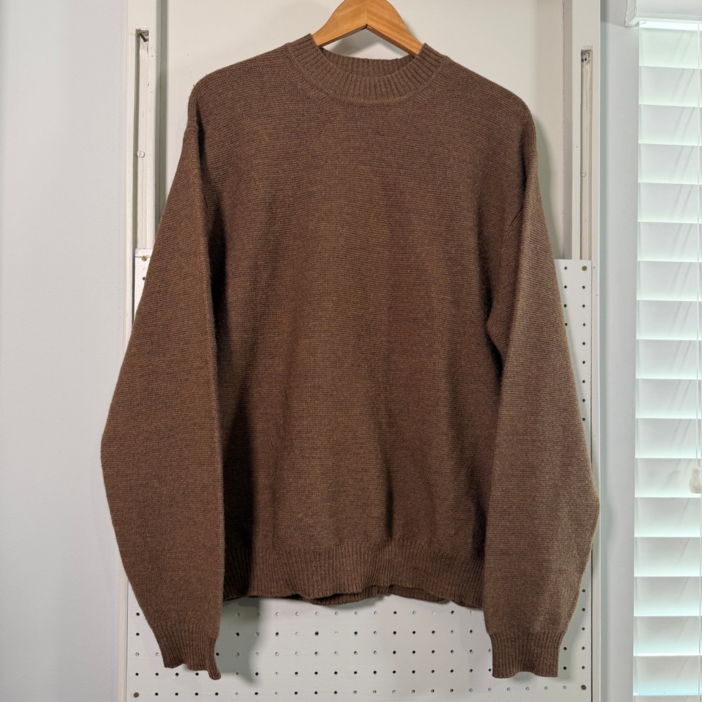 Vintage Hart Schaffner Marx Sweater Men's Brown Knit Pullover Relaxed Wool Large